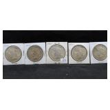5 PEACE DOLLARS - ASSORTED DATES