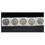 5 PEACE DOLLARS - ASSORTED DATES