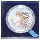 1921 MORGAN SILVER DOLLAR - COLORIZED IN