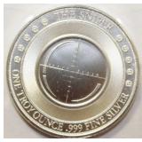 "THE SNIPER" - 1 OZ. SILVER ROUND .999 FINE