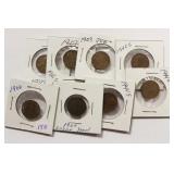 8 PENNIES: 2 INDIAN HEAD AND 6 WHEAT