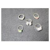 5 ASSORTED STERLING RINGS - VARIOUS SIZES