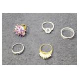 5 ASSORTED STERLING RINGS - VARIOUS SIZES
