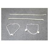4 STERLING BRACELETS