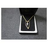 PORCELAIN CROSS WITHIN A HEART NECKLACE