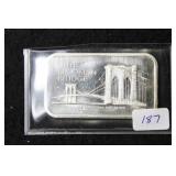 "THE BROOKLYN BRIDGE" 1 OZ. SILVER BAR .999 FINE