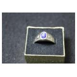 10K WHITE GOLD RING WITH BLUE STONE SIZE: 9