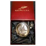 NATIVE USA POCKET WATCH WITH GOLF MOTIF