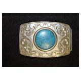 METAL BELT BUCKLE WITH TOURQUOISE INSERT