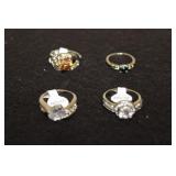 4 RINGS - VARIOUS STONES AND SIZES