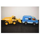 DUMP TRUCK AND TV VAN