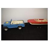 TONKA JEEP WITH TRAILER AND BOAT