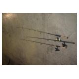 3PC QUANTIM, SHIMANO, ROD AND REELS