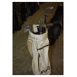 PING BAG, TOUR MOD II IRONS AND DRIVERS