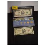LEWIS AND CLARK SET AND TWO DOLLAR BILL