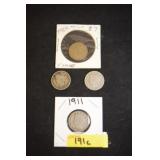 4PC V NICKELS 1902,1906,1909,1911