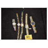5 LADIES WATCHES FOSSIL, QUARTZ, ANNE KLEIN