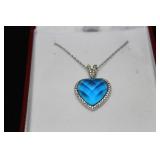 BLUE TOPAZ SWEET HEART NECKLACE