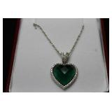 4 CT TOTAL  EMERALD SWEET HEART NECKLACE