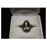 LARGE GREEN SAPPHIRE PEAR CUT RING