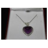 4 CT TOTAL AMETHYST SWEET HEART NECKLACE