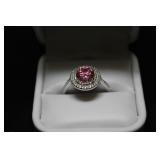 PINK SAPPHIRE SOLITAIRE HALO RING