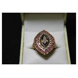 SMOKEY TOPAZ AND PINK SAPPHIRE RING