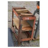 CART WITH GREASE GUN, VISE, ETC..