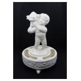 BOY WITH FRUIT BASKET INSERT WITH FLOWER FROG