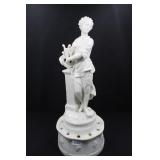 LADY PLAYING LYRE - WHITE - 9" MARKED: