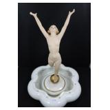 DECO NUDE LADY ON GOLDEN GLOBE IN BOWL - 10"
