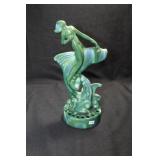 NUDE RIDING FISH - 10" HIGH - GREEN AND BLUE