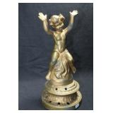 CHILD ON PEDISTAL - 11 1/2" - GOLD PAINTED METAL