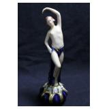 DECO LADY IN COBALT SKIRT ON BASE - 8" - FLESH