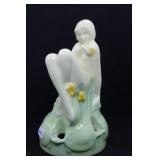 MAIDEN WITH TURTLES AROUND BASE - 5" - IVORY AND
