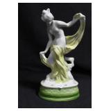 LADY WITH BACK LEG UP - YELLOW WITH GREEN BASE -
