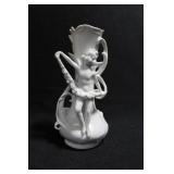 YOUNG LADY WITH ROSE GARLAND VASE - 6" - IVORY