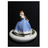 GIRL WITH RED PIGTAILS, BLUE AND WHITE DRESS ON