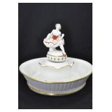 KNEELING DANCER ATOP FLOWER FROG IN BOWL - 4" -