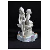 2 GIRLS SITTING ON A ROCK - 5 1/4" - WHITE WITH