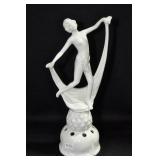 SCARF DANCER ATOP BALL - 8 1/2" - WHITE MARKED: