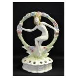 NYMPH IN CIRCLE OF FLOWERS - 8 1/4" - WHITE AND