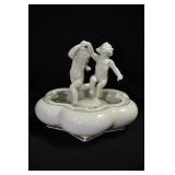 DANCING CHILDREN IN BOWL - 5" - WHITE WITH GOLD