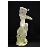 LADY SITTING ON ROCK WITH ARMS UP - 12" - ROCK IS