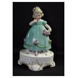 YOUNG GIRL IN GREEN DRESS - 6 3/4" - WHITE BASE