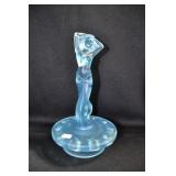 LADY WITH SWIRLING SKIRT - 8" - BLUE GLASS