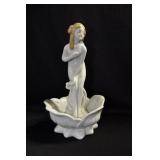 MAIDEN POSED IN LOTUS - 8 3/4" - WHITE WITH