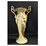 ART NOUVEAU VASE - 11" - GOLD AND CREAM