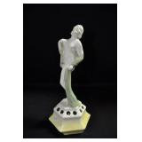 LADY WITH GREEN DRAPED CLOTH - 8 1/2" CRAZING