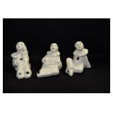 3 SEATED PIERROT CLOWN FIGURINES - 2 1/2"